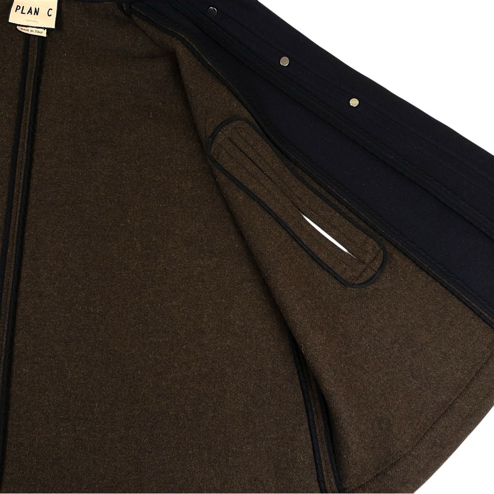 EUC PLAN C Roll-neck Wool Cape Jacket In Brown Size 46/US Size 10/Size L - Picture 7 of 14